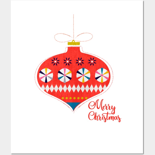 Merry Christmas retro bauble Wall Art by showmemars